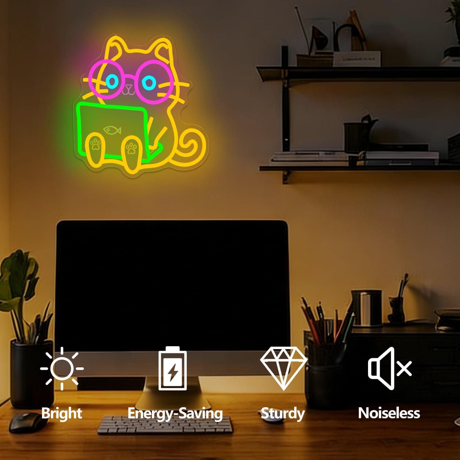 고양이 모양 네온사인 USB 디밍 가능 LED 조명,  - The Office It Tech 리뷰 및 가격